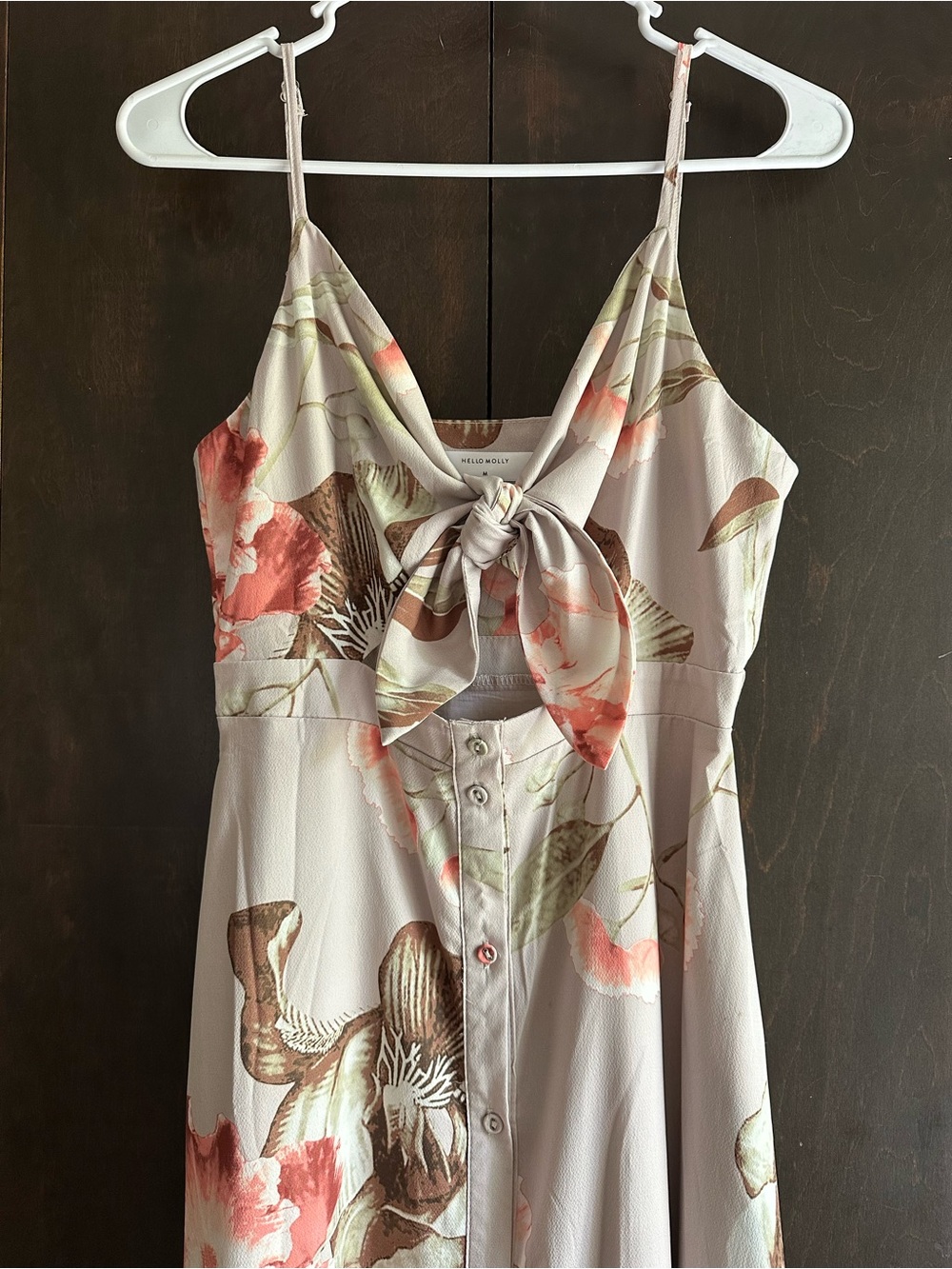 Hello Molly Floral Tie-Front Maxi Dress in Cream and Pink - Picture 3 of 8